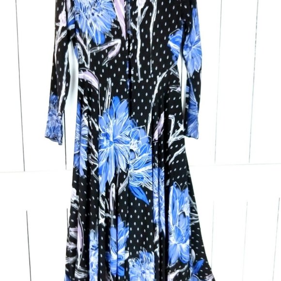 Free People blue floral long sleeve maxi dress - Picture 3 of 6